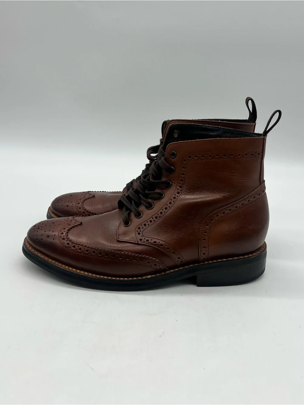 Thursday Boot Company Brown Leather Mens 9.5 Wingtip Lace Up Casual Formal Boots
